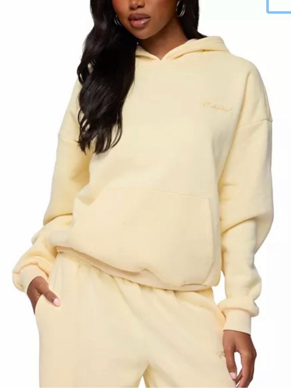 Edikted Soft Pale Yellow Hoodie - Women's Pull-On Sweatshirt